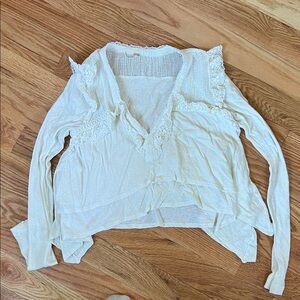 Free People Ivory Textured Top